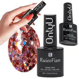 intensywny-czerwony-hybrydowy-lakier-do-paznokci-z-brokatem-lakier-uv-l139