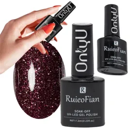 czarno-burgundowy-hybrydowy-lakier-do-paznokci-z-polyskiem-lakier-uv-l124