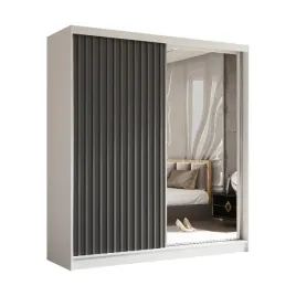 szafa-dwudrzwiowa-200-cm-biala-grafit-lustro-czarne-lamele-lam200