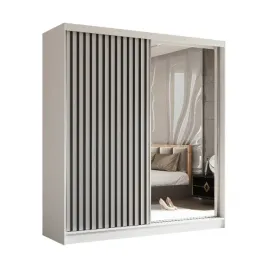szafa-dwudrzwiowa-200-cm-biala-z-lustrem-czarne-lamele-lam200