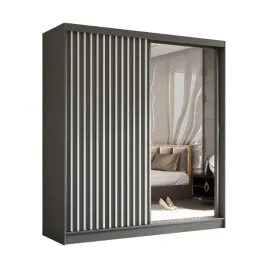 szafa-dwudrzwiowa-200-cm-szara-grafit-biale-lamele-lustro-lam200