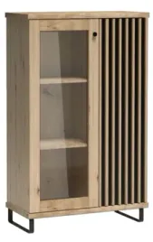 witryna-dwudrzwiowa-86cm-artisan-lamele-czarne-nogi-cl3