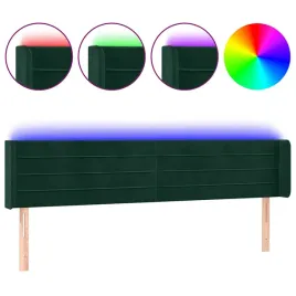 zaglowek-do-lozka-z-led-ciemnozielony-163x16x78-88cm-aksamit