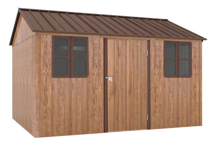 DOMEK NARZĘDZIOWY OGRODOWY METALOWY schowek garaż STAVANGER BROWN 3,6x3,1m