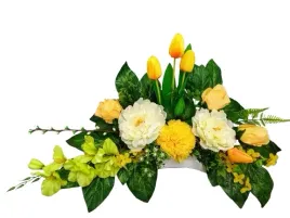 stroik-grob-cmentarz-wielkanocny-wiosenny-zolte-tulipany-biale-peonie-687a