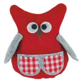 dekoracja-sowa-z-filcu-12cm-czerwona-w-kratke