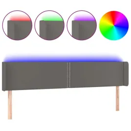 zaglowek-do-lozka-z-led-szary-203x16x78-88-cm-sztuczna-skora