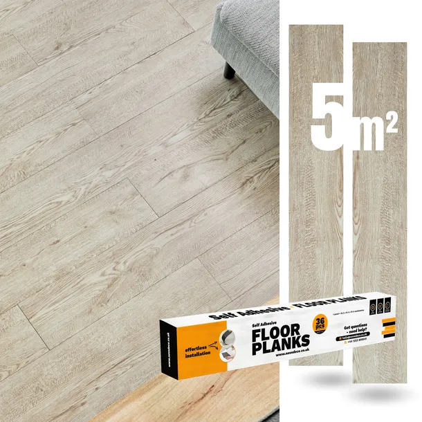Samoprzylepne Panele Winylowe 5 m² Bielony Dąb Sonoma BoHome Deski jak Par*