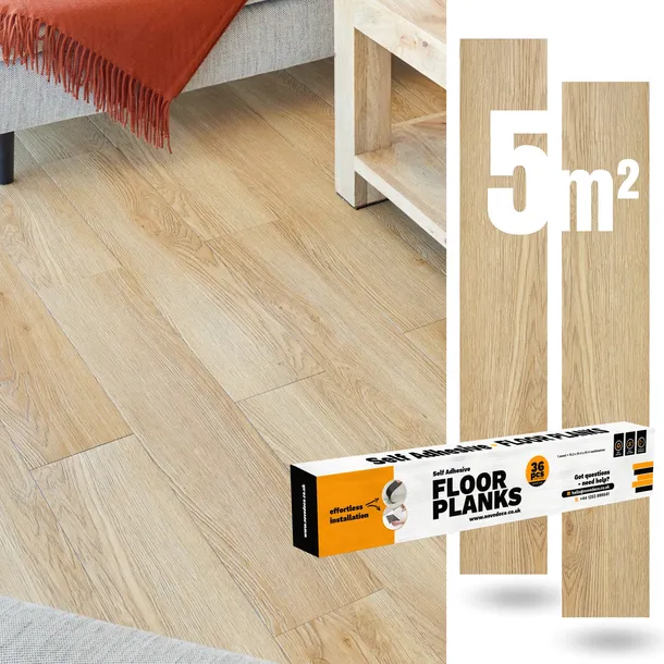 Panele Winylowe Samoprzylepne Miodowy Dąb 5 m² Deski Podłogowe Naklejki Dre