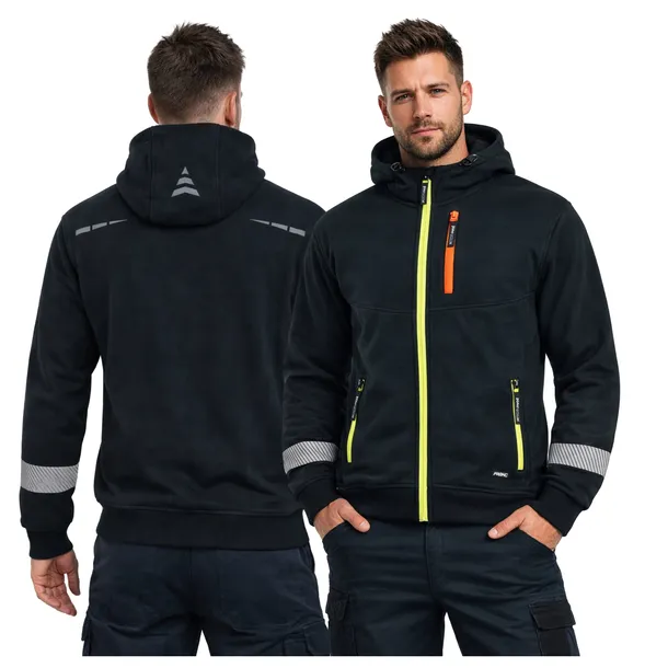 BLUZA ROBOCZA męska Dresowa Odblaskowa rozpinana BHP z Kapturem r. XL