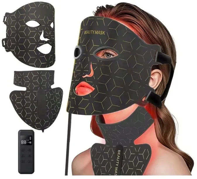 Maska LED BEAUTY twarz szyja 4w1 pilot terapia fotonowa 7 rodzajów światła