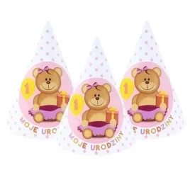 czapeczki-moje-1-urodziny-rozowe-papierowe-6szt