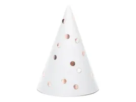 czapeczki-biale-w-kropki-rozowe-zloto-16cm-6szt