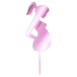 topper-z-pleksy-kobieta-w-ciazy-serce-rozowy-lustrzany-6x18-cm