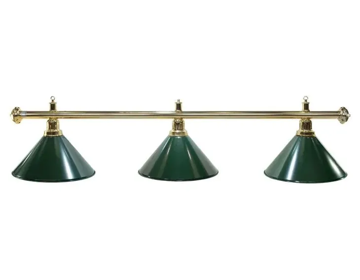 Lampa bilardowa Elegance 3 klosze zielone, złoty połysk