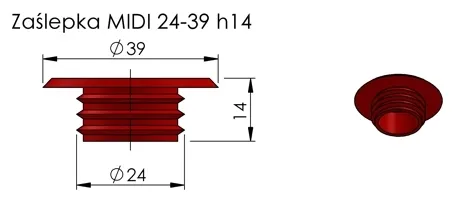 Zaślepka MIDI 24-39 h14 do szalunków, deskowań, korek do blatów, 500 szt