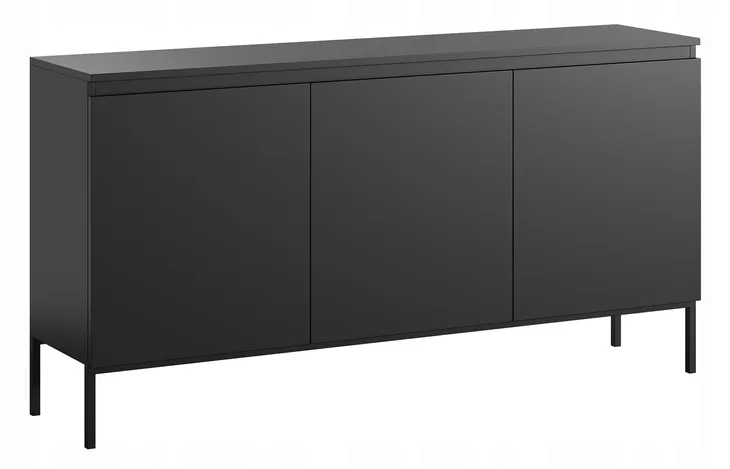 Komoda trzydrzwiowa Bemmi 150 cm czarna z czarnymi nogami - Selsey Design