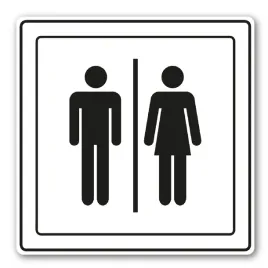 Zdjęcie produktu Naklejka ostrzegawcza WC damska męska folia wodoodporna 10cm x10cm