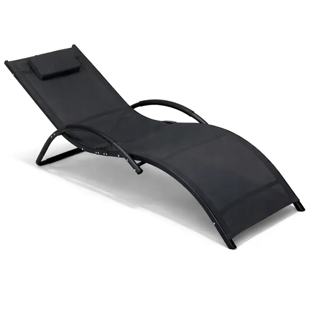 LEŻAK ALUMINIOWY OGRODOWY MOCNY FOTEL LEŻANKA ZERO GRAVITY SWING CZARNY