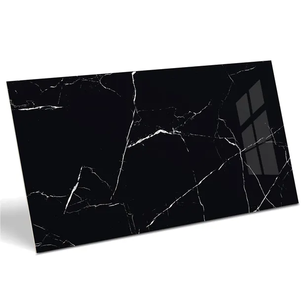 CZARNE PŁYTKI GRESOWE PODŁOGOWE ŁAZIENKOWE ALASKA BLACK 120X60 cm POŁYSK