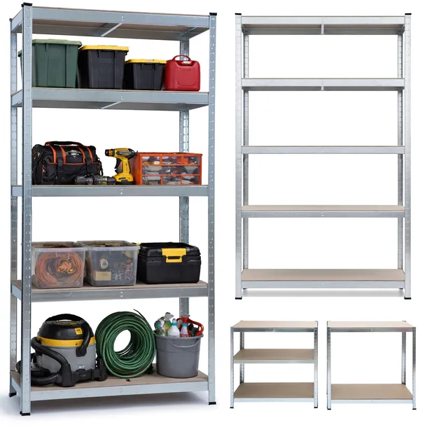 2x REGAŁ MAGAZYNOWY METALOWY PIWNICA GARAŻ MOCNY 180x90x40 5 PÓŁEK