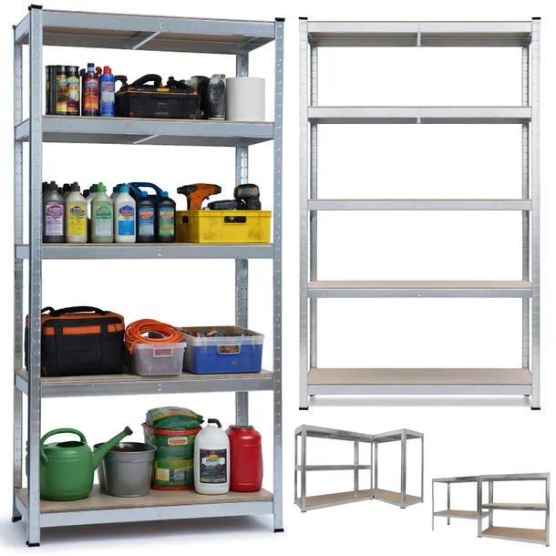 2X MOCNY REGAŁ MAGAZYNOWY METALOWY 180x90x30cm PÓŁKA GARAŻ STAL HD70002