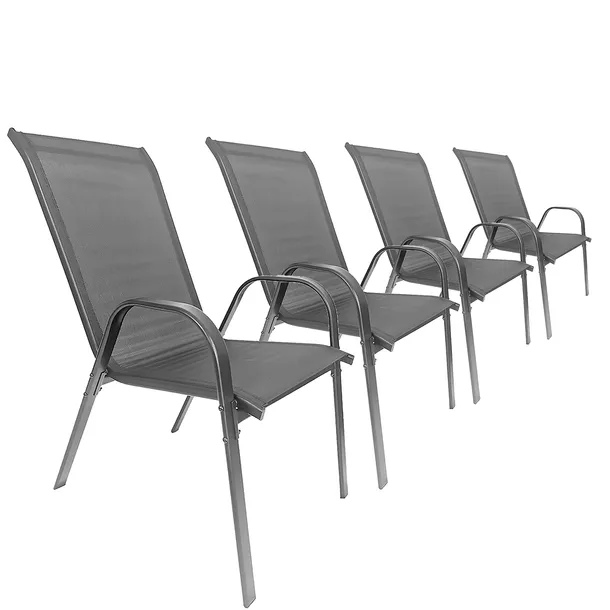 4SZT WYGODNE METALOWE NOWOCZESNE KRZESŁO OGRODOWE BALKON MINORKA 4X SZARE