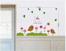 diy-zegar-z-naklejka-na-sciane-clock-scienny-z-naklejkami-ptaszki-84x58