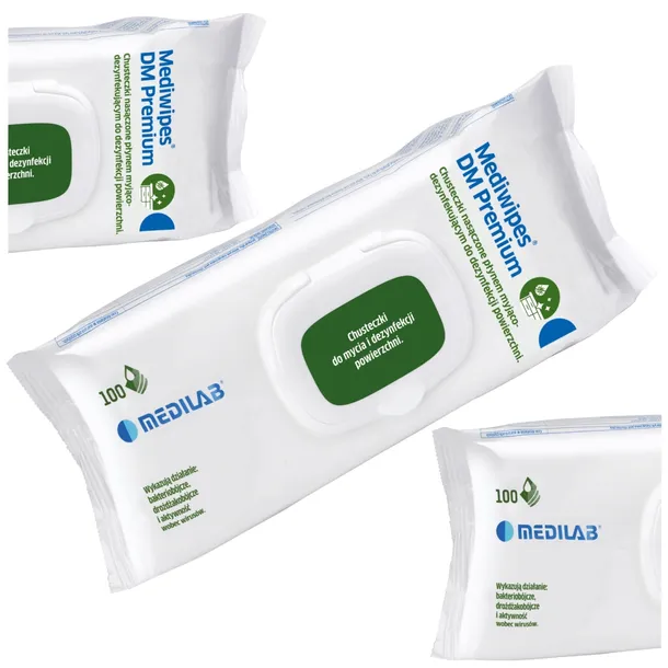CHUSTECZKI DO DEZYNFEKCJI POWIERZCHNI MEDILAB MEDIWIPES DM PREMIUM 100SZT