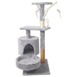 drapak-dla-kota-drzewko-slupek-szary-4-poziomy-88cm-domek-zabawki