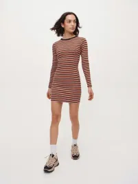 pomaranczowa-dopasowana-sukienka-w-paski-house-xl