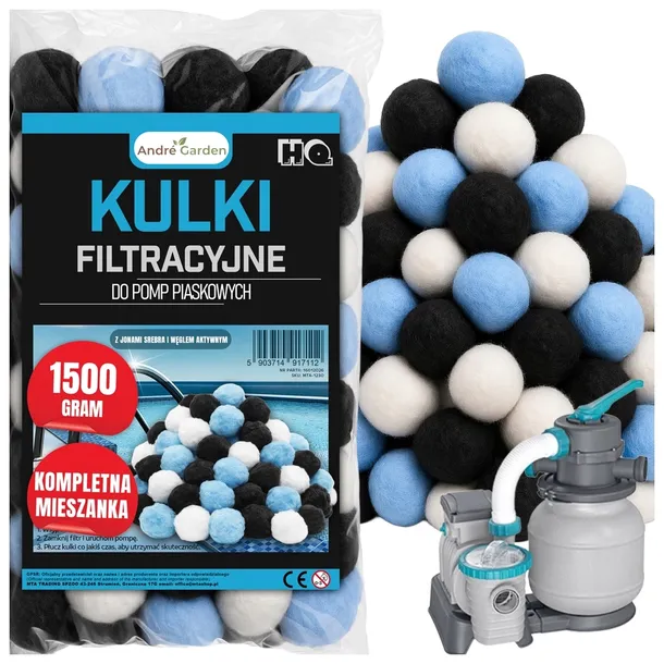 KULKI FILTRACYJNE DO BASENU POMPY 1500g 1.5 kg JONY SREBRA AKTYWNY WĘGIEL