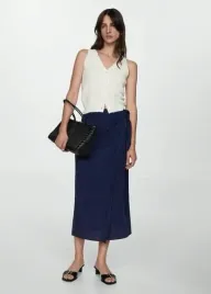 granatowa-spodnica-wiazana-mango-xs