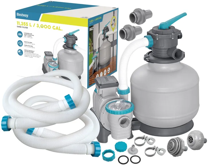 Bestway 58486 Pompa Piaskowa Filtrująca do basenów 11355 L/h złączki węże