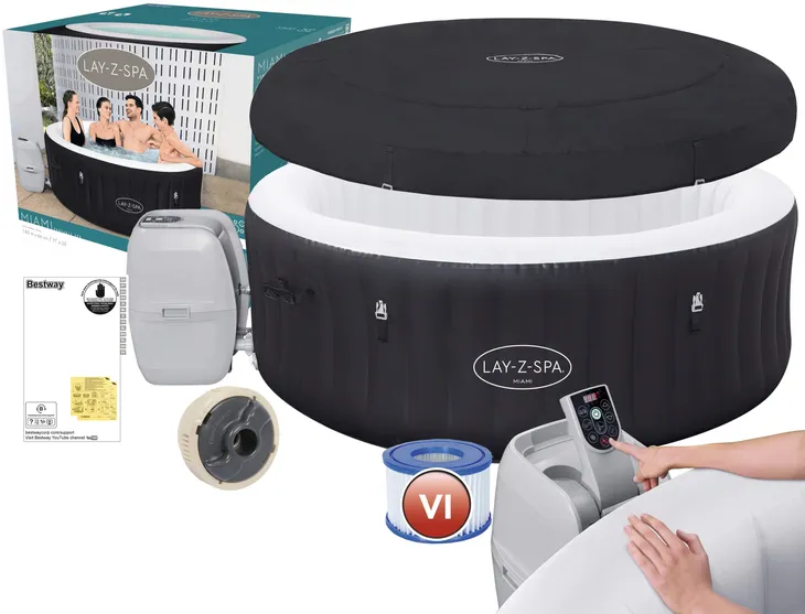 Nadmuchiwane Ogrodowe Domowe SPA Hydromasaż Lay-Z 4os BESTWAY 60001 Pompa