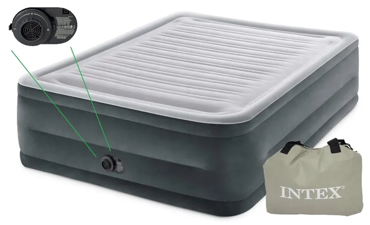 Intex 64418 ND Łóżko Materac Dmuchany 152x203x56cm Wbudowana Pompka