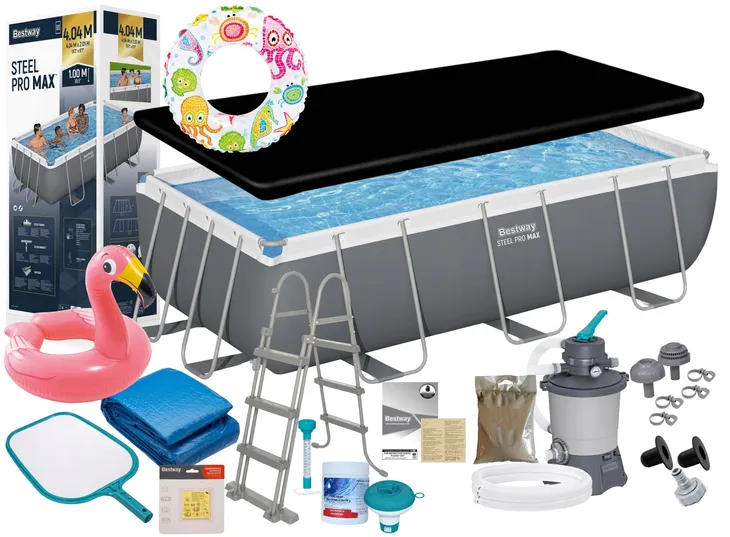 Bestway 56442 Basen Ogrodowy 404x201x100cm Pompa piaskowa Pokrywa Drabinka