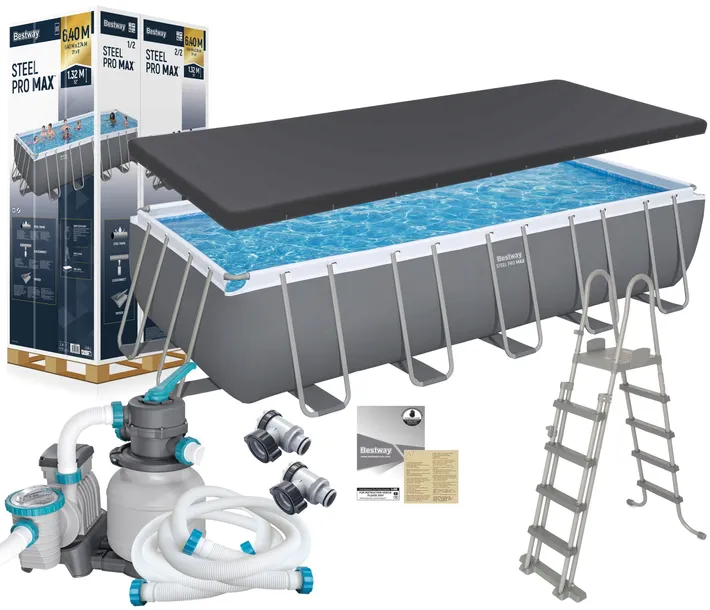 Basen ogrodowy stelażowy Bestway 5612B 640x274x132cm Pompa piaskowa 6056l/h