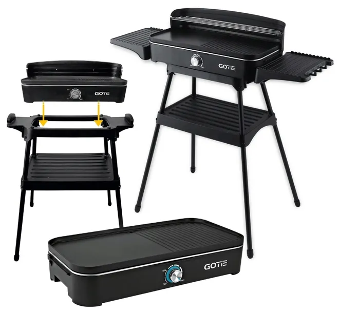 Gotie GGE-2000 Grill Elektryczny Stojący Stołowy Ogrodowy Duży 2200W 5LAT