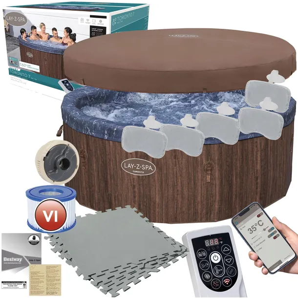 SPA Ogrodowe 190x70cm Bestway 6001W Pompa 180dysz Podgrzewacz Pokrywa Mata