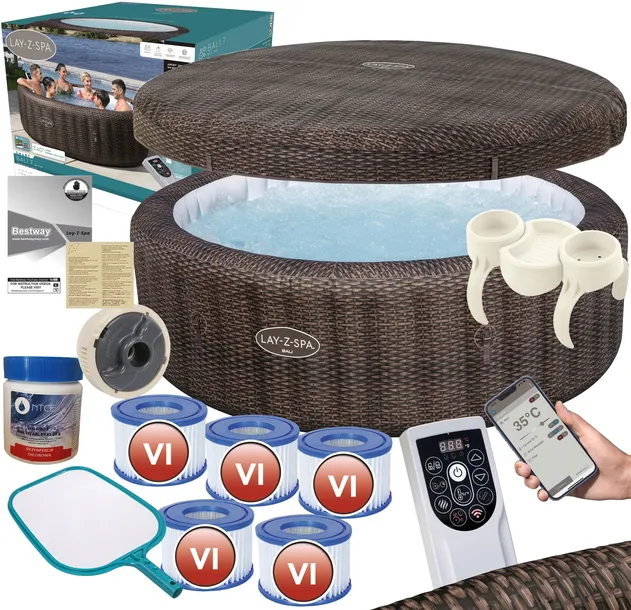 Bestway 6001P Bali SPA 216x71cm 180 dysz 7 osób Pompa Chlor Filtry Siatka