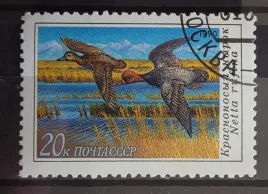 znaczek-fauna-ptaki-wodne-kaczki-cccp-kasowany-r5