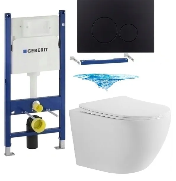 ZESTAW WC STELAŻ GEBERIT BASIC UP100 DELTA MUSZLA ARBO SLIM TORNADO