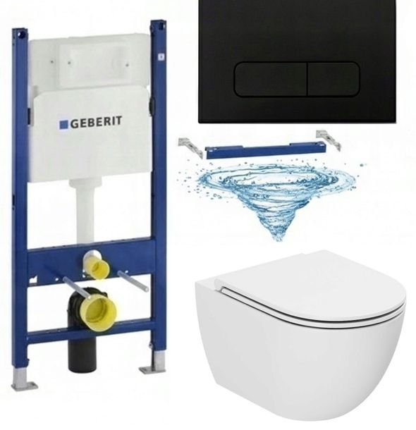 ZESTAW WC STELAŻ GEBERIT BASIC UP100 DELTA MUSZLA ONYX SLIM TORNADO WIR