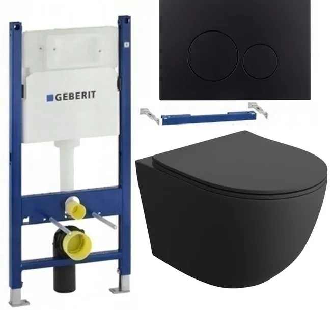 ZESTAW WC STELAŻ GEBERIT BASIC UP100 DELTA MISKA ONYX TORNADO CZARNY MAT