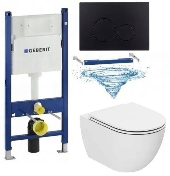 ZESTAW WC STELAŻ GEBERIT BASIC UP100 DELTA MUSZLA ONYX SLIM TORNADO WIR