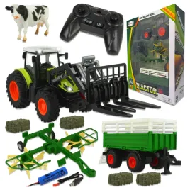 traktor-z-przyczepa-zdalnie-sterowany-ciagnik-rolniczy-zgrabiarka-do-siana