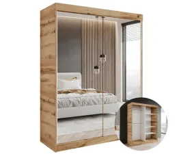 szafa-auroria-205-160-cm-dab-wotan-z-lustrem-p-z-polkami-do-sypialni