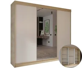 szafa-veloria-210-cm-x-205-3d-dab-sonoma-bialy-z-lustrem-do-sypialni