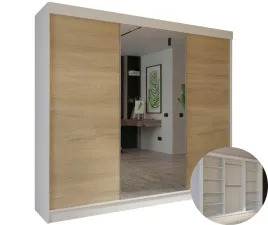 szafa-veloria-170-cm-x-205-3d-biala-dab-sonoma-z-lustrem-do-sypialni